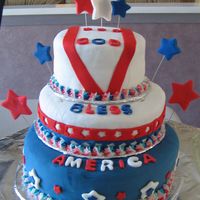 Fourth Of July Cake This was a chocolate and vanilla cake with chocolate mousse on each tier. The cake was a big hit and everyone loved it, it was very good....