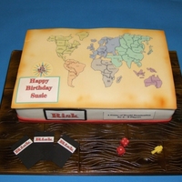 Risk Cake Lemon sponge & carrot cake covered in fondant with 'Risk' board on top - for a lady who loves her Games nights.