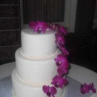 Cascading Orchid Wedding Cake 