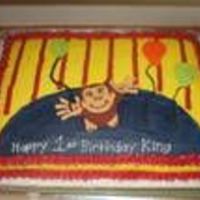 Curious George Birthday Cake Full sheet marble cake with strawberry filling. All BC. Curious George and 3 balloons are made of fondant. I was inspired by the cake...