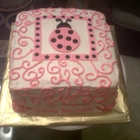 Ladybug Baby Girl Baby Shower Cake French vanilla, buttercream and fondant