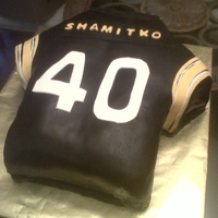 Steelers Jersey For 40Th Birthday This cake was ordered for a huge STEELERS fan. Homemade fondant for black - letters hand cut (and numbers).