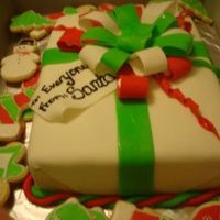 Present Cake This was for a family Christmas party. I did not allow the bow long enough to dry...so it kinda died. In the picture there are marshmallows...