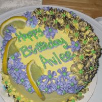 Birthday Cake Just a white cake filled with lemon curd and lemon SMBC. Had a lot of fun doing the flowers.