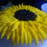 Star Tip Sunflower Just a simple sunflower with a star tip. Buttercream icing on orange cream cake.