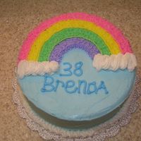 Wilton Course 1, Class 2, Rainbow Cake I know my lettering is off and smoothing stinks as well. But my kids loved it! I used a sour cream almond cake with lemon filling.
