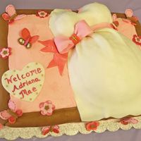 Mama Belly Made to match Carter's Flowers room decor for the nursery. Dress is made of MMF with RKT underneath. Butterflies are made out Gumpaste...