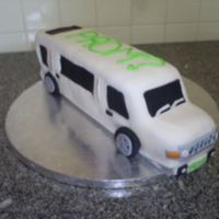 Prom? I made this hummer limo for a friend that was asking his girlfriend to prom. All white cake with buttercream and all fondant. The liscence...