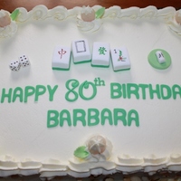 Mahjong Mahjong tiles, dice and banker key made from fondant. Hand painted to look like my set for a serious mahjong player.