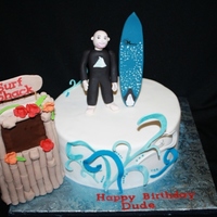 Surf Dude 60th bday. Both the board and the character made to look like the guest of honor. 1st time using cricut cake....used it for the waves, but...