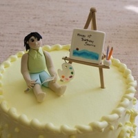 Artist And Easel Artist, easel with art palette and paintbrushes. Figure done Lorrainne McKay style.