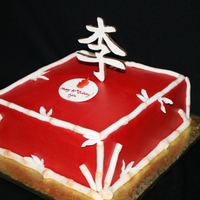 Bamboo Red, white, gold party colors. Chinese character of the person's name, white bamboo dusted knots with gold and white leaves.