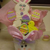 Easter Cookie Bouquet This is yet another bouquet I will be selling for my son's fundraiser. I will also be making one like it with blue ears.