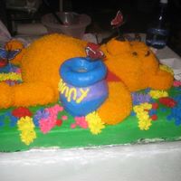 Winnie The Pooh Making New Friends I made this for my nieces 1st b-day. I wanted to do more with this cake, but I ran out of time. I wanted to have more random flowers, some...