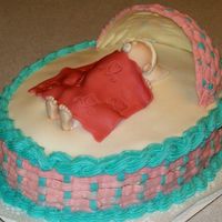 Bassinet With Baby I made this for my sister's baby shower. I used candy melts for the hood... thanks to jammjenks for the tutorial on this site! This...