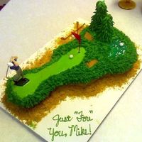Guitar Shaped Golf Course Cake I made this cake for my roommate who plays the guitar & also loves to play golf. I put a ball in the water since he tends to do that...