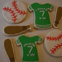 Birthday Baseball Cookies Made for my brother on his 39th birthday. He is now a little league coach, but his team when he was playing in little league (oh so long...