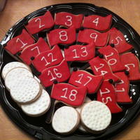 Platters Of Golf Cookies Lots of cookies for a charity benefit - decorated cookies are NFSC, MMF and Royal icing. Chocolate chip cookies and PB cookies (the PB...