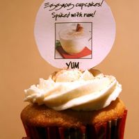 Spiked Eggnog Cupcake Eggnog cupcake with rum syrup and eggnog buttercream spiked with rum. Yay, rum!