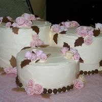 Bridal Shower This cake was extremely fun to do. All columns were 8" round stacked two; three and four high. Cakes were covered in buttercream...