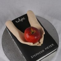 Twilight Book Cake Made this for my best friend's sister. Hands were gumpaste. Apple is real.