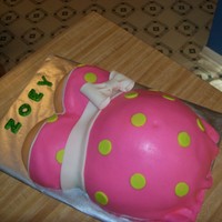 Baby Zoey Baby Bump Cake White cake with buttercream icing covered in MMF. My 1st baby bump cake. I used the Wonder Pan for the belly and the small ball pan for the...