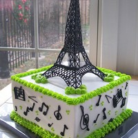 Paris Music A cake for two people who share the same day...one loves Paris, the other loves music. Buttercream, RI tower and RI muisc accents
