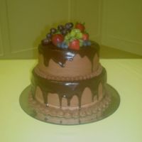 Chocolate Overload Made this for the teachers and staff at my daughter's school. Choc. cake with choc. buttercream covered with choc. ganache and topped...