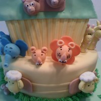 Noah's Ark Two Tier cake covered in Fondant with Animals