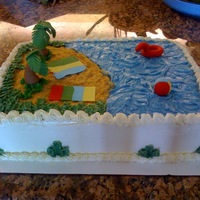 Beach Cake Beach Cake made with Butter cream and trees made with Fondant