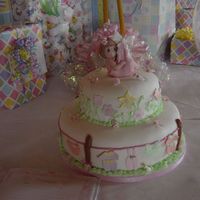 My Baby Shower Cake My mother and law and me made this cake for my baby shower. Its covered in fondant with most accents are made from fondant but some are...