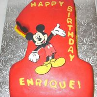 Mickey Mouse 1St Birthday Cake Wilton #1 cake pan, covered in fondant with buttercream border, fondant letters, Big Mickey mouse was made from color flow icing and royal...