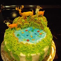 Birthday Cake For Hunter.. chocolate cake with buttercream icing. the deer are plastic.