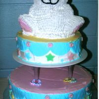 Baby Shower I did this one for my step sisters baby shower. 2 tier with the wilton 3D bear pan on top. Whipped Icing with fondant accents. I don't...