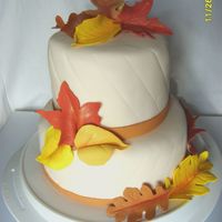 Fall Cake Gumpaste leaves, cake covered in fondant.