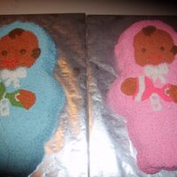 Twins Two baby shaped cakes, with buttercream icing