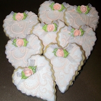 Stenciled Wedding Hearts/peach / White 