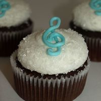 Music Note Cupcake chocolate cupcake with vanilla buttercream. royal icing note.