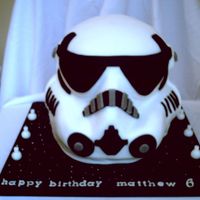 Storm Trooper From Star Wars a chocolate cake, carved and covered in fondant with fondant accents
