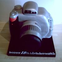 Nikon Camera Carved, fondant covered and painted silver