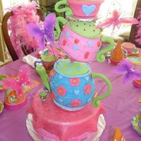Tea Party Cake Tea Party cake. Husband made stand - huge help!!!