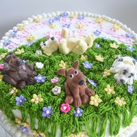 Puppy Dog Cake White cake with puppies I made out of gumpaste. Indydebs butter cream frosting. TFL