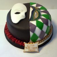 Phantom/mardi Gras Cake My best friend has a love of The Phantom of the Opera and Mardi and I created a cake that showed both. Lemon cake with lemon curd filling...