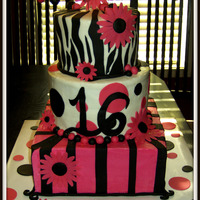 Sweet Sixteen 3 tier iced in buttercream with fondant accents. Super fun cake! I welcome any comments or suggestions for improvement!