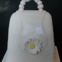 Ivory Daisy Purse Cake! Carved from a 4" square, rich fruit cake, TFL!!