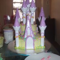 Castle Cake Castle cake w/ fondant flowers, buttercream smf wilton's castle kit