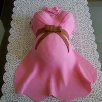 Belly Cake Belly was made w/ wilton sport ball mold and boobs w/ wonder molds, covered w/ bc and pink and brown fondant. Got many ideas from this...