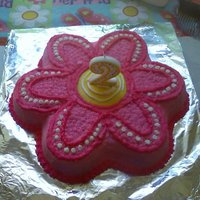 Flower This was for a friend's daughter's 2nd birthday. Flower matched the invitations. (cell phone pic, not best quality)