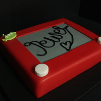Toy Story Etch A Sketch I made this for my niece last July. Covered in fondant and made it look like an etch a sketch. She loves the little green aliens, so I made...