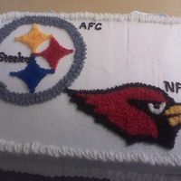 Superbowl pittsburg, cardinals, superbowl cake made for party at work